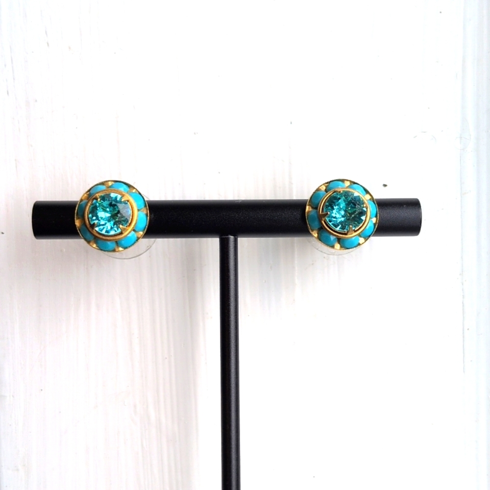 Gold and Blue Sparkling Studs